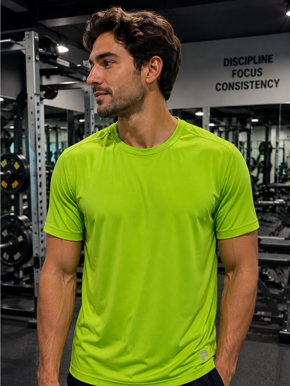 FILA Sport Neon Green Performance Athletic T-Shirt Men’s Medium
